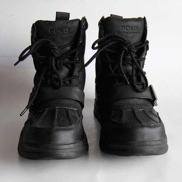 black leather polo boots